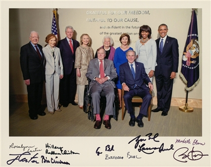 Presidents & First Ladies Multi Signed 8x10 Photograph With 10 Signatures: Carter, Bush, Clinton, Bush & Obama (Beckett Gem Mint 10)